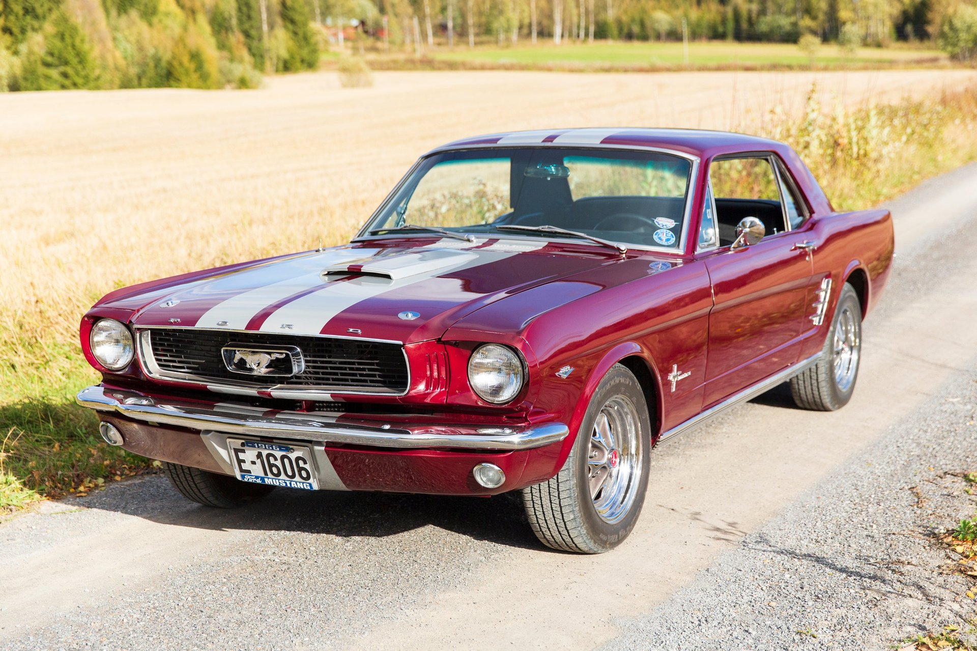 Classic muscle car in showroom